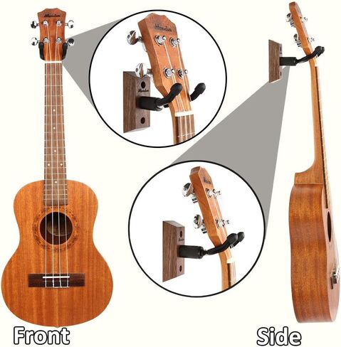 شماعة تثبيت على الحائط من القيثارة، حامل شماعة القيثارة من الجوز الأسود من Moodve للجدار يناسب القيثارة/المندولين/البانجو، عرض شماعة القيثارة للحفلات الموسيقية، المنزل، الاستوديو، المعرض (2P) in Kuwait