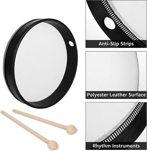 CertBuy 4 Pcs Kids Hand Drums Adults Wood Frame Drum with Drum Stick, 10 Inch 8 Inch 6 Inch 4 Inch Educational Musical Instruments for Adults Drums Beginners for Home School Party Supplies in Kuwait