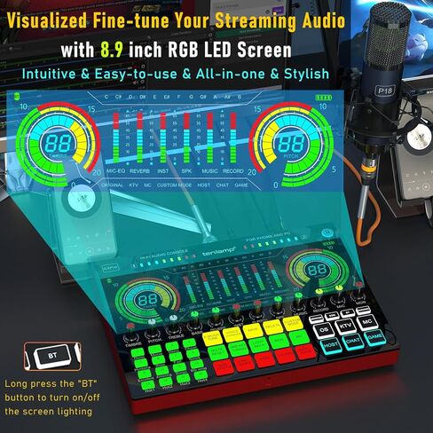 حزمة معدات البودكاست، بطاقة الصوت الحية G4Pro، واجهة الصوت، لوحة الصوت، مغير الصوت، جهاز مزج الصوت مع بطاقة الصوت لتسجيل الغناء والبث المباشر للألعاب in Kuwait