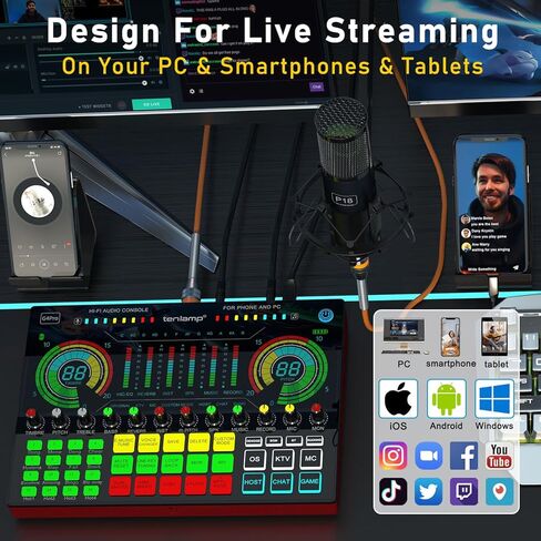 حزمة معدات البودكاست، بطاقة الصوت الحية G4Pro، واجهة الصوت، لوحة الصوت، مغير الصوت، جهاز مزج الصوت مع بطاقة الصوت لتسجيل الغناء والبث المباشر للألعاب in Kuwait