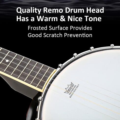 Eavnbaek 5 سلسلة 39 بوصة مجموعة جيتار البانجو بالحجم الكامل مع رأس طبل ريمو، مجموعة بانجو للمبتدئين 24 قوس هدية مع حقيبة ناعمة موالف حزام سلاسل يختار شماعات للمبتدئين المراهقين البالغين، حجم كبير in Kuwait