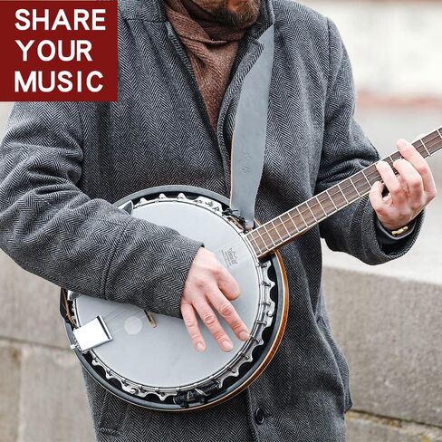 Eavnbaek 5 سلسلة 39 بوصة مجموعة جيتار البانجو بالحجم الكامل مع رأس طبل ريمو، مجموعة بانجو للمبتدئين 24 قوس هدية مع حقيبة ناعمة موالف حزام سلاسل يختار شماعات للمبتدئين المراهقين البالغين، حجم كبير in Kuwait