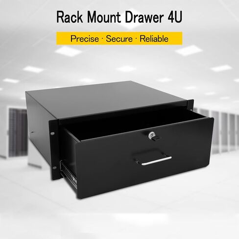 حافظة خزانة خادم درج من RAISING ELECTRONICS مقاس 19 بوصة، حامل تثبيت على حامل DJ، درج عميق قابل للقفل مع مفتاح (2U) in Kuwait