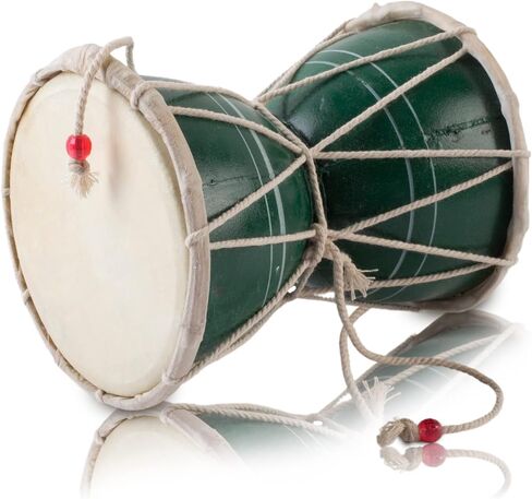 Handmade Wooden & Leather Classical Indian Folk Dumroo Damroo Damaru Hand Drum Set Percussion Decorative Collectible Showpiece World Musical Instruments (Multi) in Kuwait