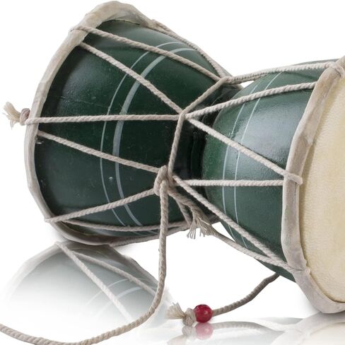 Handmade Wooden & Leather Classical Indian Folk Dumroo Damroo Damaru Hand Drum Set Percussion Decorative Collectible Showpiece World Musical Instruments (Multi) in Kuwait