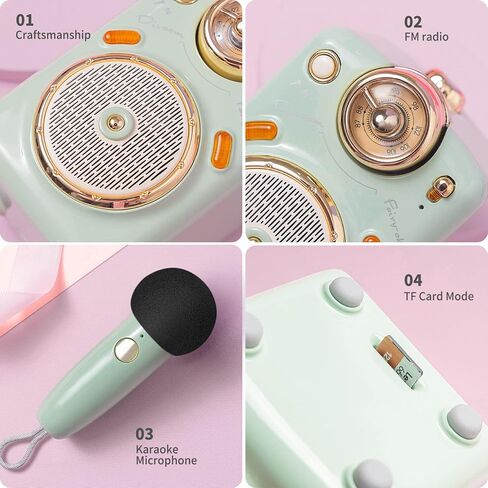 مكبر صوت لطيف مع ميكروفون، مع 7 أوضاع صوت مختلفة للغناء أو التحدث، آلة كاريوكي للفتيات والأولاد والحفلات العائلية والعروض التقديمية والتدريب، في الهواء الطلق (وردي) in Kuwait