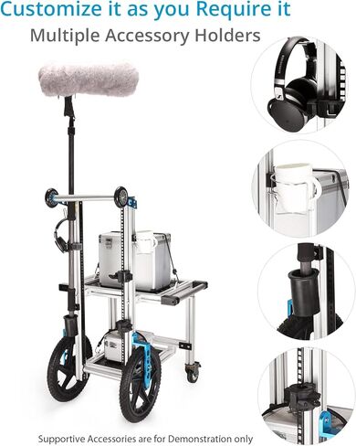 بروايم Soundchief 20000000000000000 عربة خلط الصوت والبصرية العمودية مع حامل رف وحامل ملحقات. عجلات ناعمة مع فرامل قدم، حمولة 30 كغم/66.1 باوند (CT-SDCF-CV3) in Kuwait