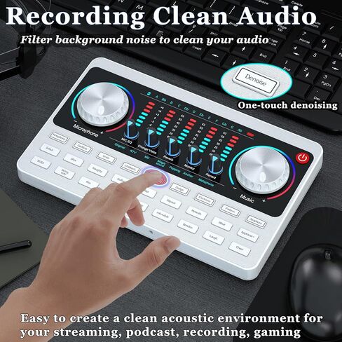 Podcast Equipment Bundle Audio Interface Live Sound Card DJ Mixer Kit w XLR Condenser Microphone Voice Changer Board for Studio/Recording/Broadcasting/Streaming/Gaming on phone/PC/Mac/Laptop in Kuwait