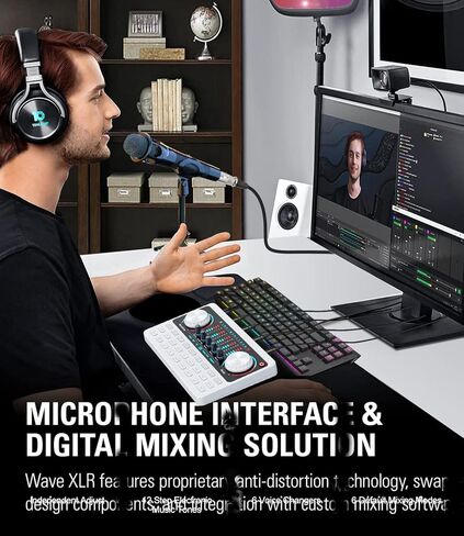 Podcast Equipment Bundle Audio Interface Live Sound Card DJ Mixer Kit w XLR Condenser Microphone Voice Changer Board for Studio/Recording/Broadcasting/Streaming/Gaming on phone/PC/Mac/Laptop in Kuwait