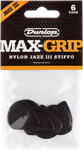 Dunlop 471P3C Max Grip Jazz III Carbon Fiber Guitar Picks, 6-Pack in Kuwait