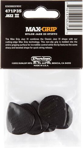 Dunlop 471P3C Max Grip Jazz III Carbon Fiber Guitar Picks, 6-Pack in Kuwait