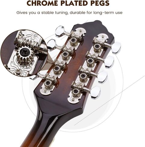 أدوات المندولين من Asmuse A، مندولين من خشب الماهوجني مع أوتار موالف وحزام حقيبة الحفلة للبالغين المبتدئين (Sunburst) in Kuwait