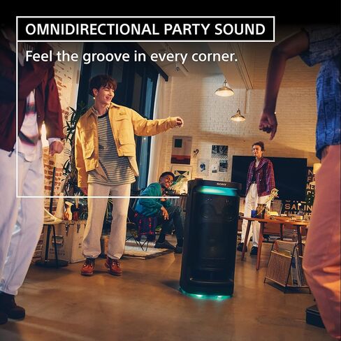 مكبر صوت سوني SRS-XV800 X-Series اللاسلكي المحمول بتقنية البلوتوث كاريوكي للحفلات IPX4 مقاوم لرذاذ الماء مع بطارية تدوم 25 ساعة، مقبض وعجلات مدمجة، صوت متعدد الاتجاهات، وأضواء محيطة - جديد، أسود in Kuwait