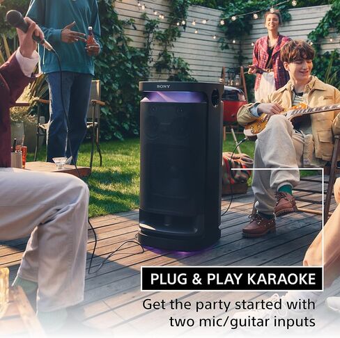 مكبر صوت سوني SRS-XV800 X-Series اللاسلكي المحمول بتقنية البلوتوث كاريوكي للحفلات IPX4 مقاوم لرذاذ الماء مع بطارية تدوم 25 ساعة، مقبض وعجلات مدمجة، صوت متعدد الاتجاهات، وأضواء محيطة - جديد، أسود in Kuwait