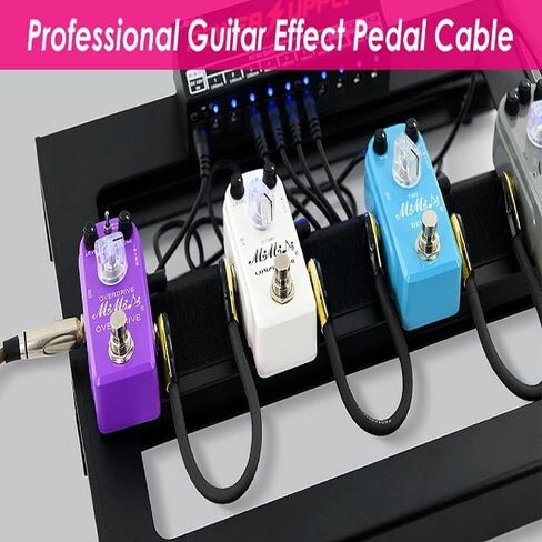 كابلات تصحيح الجيتار HONEST KIN مقاس 6 بوصات، 1/4 بوصة كابل أداة دواسة الجيتار ذو الزاوية اليمنى، موصل فطيرة مطلي بالذهب كابل دواسة تأثيرات على شكل حرف C (عبوة من 3) in Kuwait