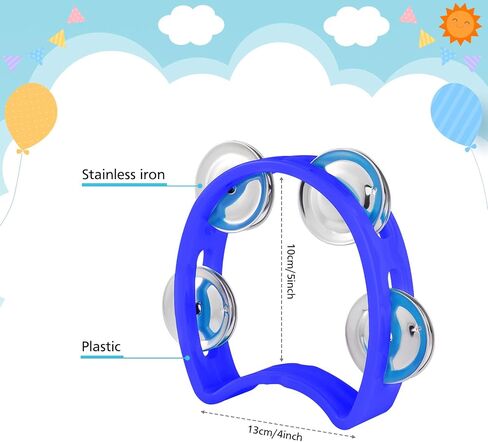 MIAHART 32 Pack Christmas Hand Tambourine Noise Makers Tambourine 4 Bells Plastic Colored Handheld Tambourines Musical Rhythm Instrument for Adults Kids Christmas Party Decoration Favors in Saudi Arabia