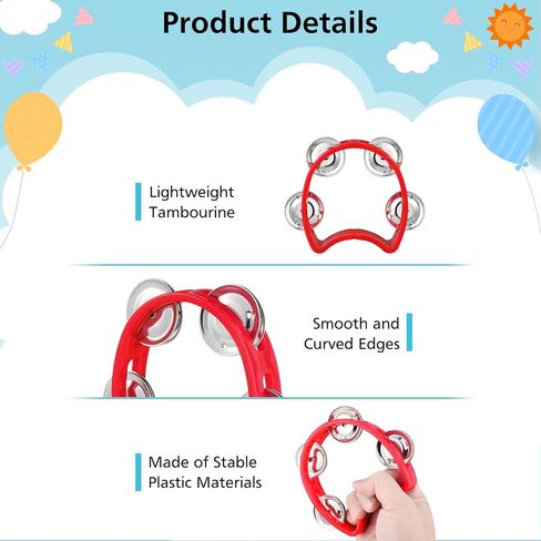 MIAHART 32 Pack Christmas Hand Tambourine Noise Makers Tambourine 4 Bells Plastic Colored Handheld Tambourines Musical Rhythm Instrument for Adults Kids Christmas Party Decoration Favors in Saudi Arabia