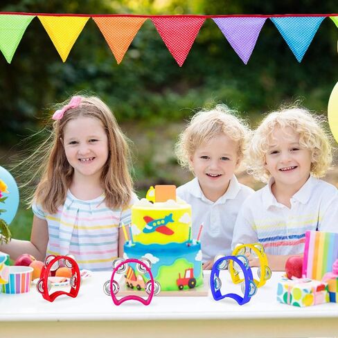 MIAHART 32 Pack Christmas Hand Tambourine Noise Makers Tambourine 4 Bells Plastic Colored Handheld Tambourines Musical Rhythm Instrument for Adults Kids Christmas Party Decoration Favors in Saudi Arabia