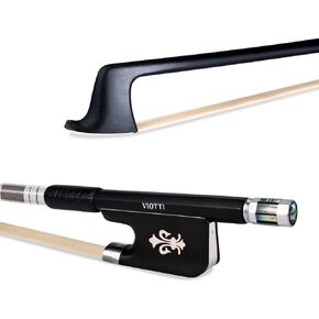Viotti Carbon Fiber Viola Bow, Hand Crafted by Professional Bow Makers, Strong, Stiff & Well Balanced, Made with Mongolian Horse Hair, For Violist of All Skill Levels (Pearl)
