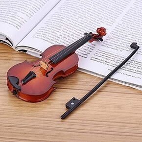 Wooden Mini Violin Model Display, with Bow Stand and Case Musical Ornament Craft, for Home Office Decoration Birthday Valentine's Day Gift in Kuwait