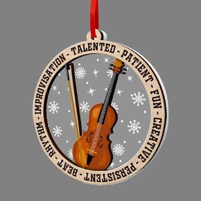 GOSBLUE Violin Ornaments for Christmas Tree, Violin Ornament 2 Layer Wood & Acrylic Decoration, Violin Decor 2023, Gifts for Violin Lovers, Violist, Music Lovers, Violin Teacher.