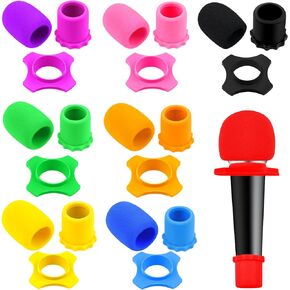 Flutesan 8 Set Shakeproof Wireless Handheld Microphone Protection Silicone Ring Anti Rolling Bottom Rod Sleeve Holder Windscreen Covers Foam Filter for KTV Mic Device, Colors