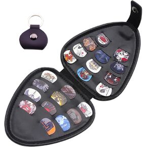 حامل ريشة الجيتار، امسك 22 حافظة مختلفة من الأشكال والسماكات ، حقيبة داخلية وخارجية مزدوجة الطبقات من جلد البولي يوريثان الناعم. هدايا لعازفي الجيتار (أسود) in Kuwait