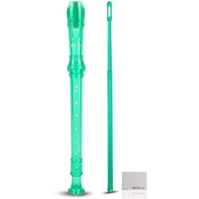 Everjoys Soprano Recorder for Beginners Students in School - German Style C Key 8 Hole Flute Detachable 3pcs Kids Crystal Music Recorder w/Cleaning Rod,Bag and Fingering Chart