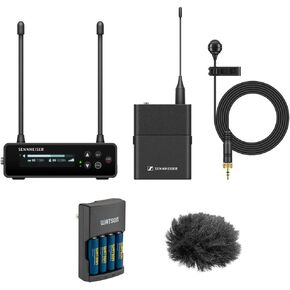 مجموعة Sennheiser EW-DP ME مكونة من 4 مجموعات من نظام الميكروفون اللاسلكي الرقمي Cardioid Lavalier (R1-6: 520 إلى 576 ميجاهرتز) مع Auray WLW Fuzzy Windbuster وشاحن Watson السريع مع 4 بطاريات AA in Kuwait