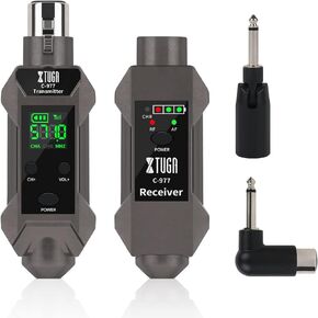 XTUGA C-977 UHF Wireless XLR Transmitter and Receiver& Wireless Guitar Transmitter Receiver,Rechargeable Mic Adapter 16 Channels 164ft Range for Dynamic Microphone,Audio Mixer,Electric Guitar Bass in Saudi Arabia