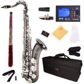 Mendini by Cecilio Tenor Saxophone, L+92D B Flat, Case, Tuner, Mouthpiece, Gold