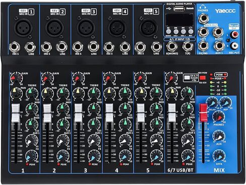 YaeCC 7 Channel bluetooth Live Studio Stereo Audio Mixer Sound Mixing DJ USB Console in Saudi Arabia