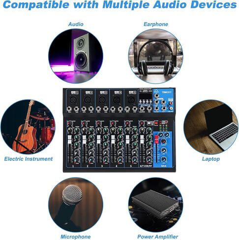 YaeCC 7 Channel bluetooth Live Studio Stereo Audio Mixer Sound Mixing DJ USB Console in Saudi Arabia