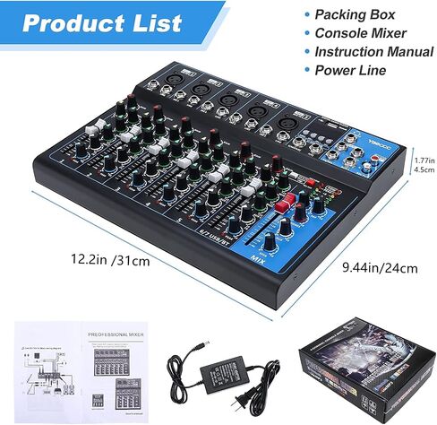 YaeCC 7 Channel bluetooth Live Studio Stereo Audio Mixer Sound Mixing DJ USB Console in Saudi Arabia