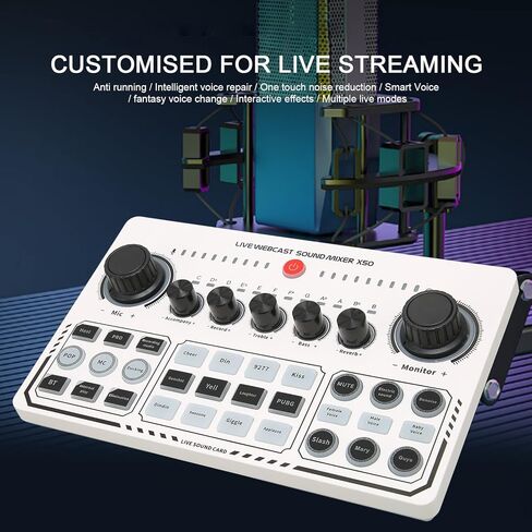 Professional Audio Mixer, Podcast Equipment Bundle, USB External Sound Card with 12 Warm Up Sound Effects, Live Sound Card and Audio Interface for Live Streaming Podcast Recording in Saudi Arabia