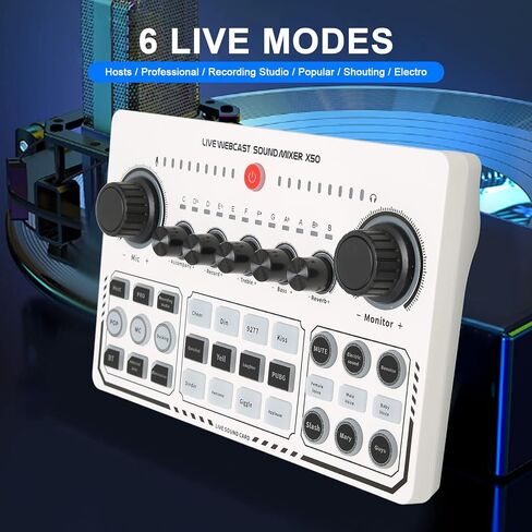 Professional Audio Mixer, Podcast Equipment Bundle, USB External Sound Card with 12 Warm Up Sound Effects, Live Sound Card and Audio Interface for Live Streaming Podcast Recording in Saudi Arabia