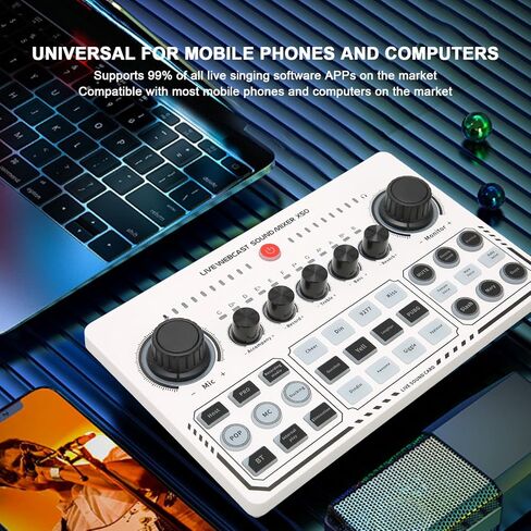 Professional Audio Mixer, Podcast Equipment Bundle, USB External Sound Card with 12 Warm Up Sound Effects, Live Sound Card and Audio Interface for Live Streaming Podcast Recording in Saudi Arabia