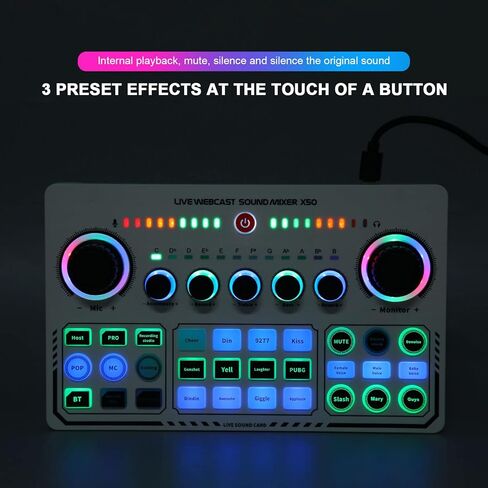 Professional Audio Mixer, Podcast Equipment Bundle, USB External Sound Card with 12 Warm Up Sound Effects, Live Sound Card and Audio Interface for Live Streaming Podcast Recording in Saudi Arabia
