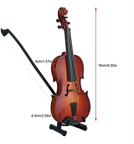 Wooden Mini Violin Model Display, with Bow Stand and Case Musical Ornament Craft, for Home Office Decoration Birthday Valentine's Day Gift in Kuwait
