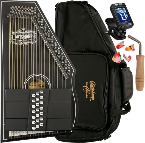 حزمة حقيبة Oscar Schmidt OS73C 1930 Reissue 21 Chord Autoharp Gig Bag - أسود ساتان in Kuwait