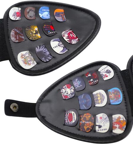 حامل ريشة الجيتار، امسك 22 حافظة مختلفة من الأشكال والسماكات ، حقيبة داخلية وخارجية مزدوجة الطبقات من جلد البولي يوريثان الناعم. هدايا لعازفي الجيتار (أسود) in Kuwait