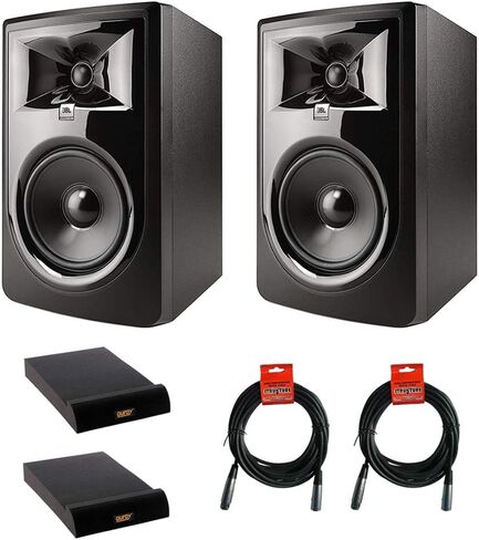 شاشة استوديو JBL 306P MkII مقاس 6.5 بوصة ثنائية الاتجاه (زوج) مع (2) لوحة عزل IP-M (متوسطة، مفردة) و(2) حزمة كابل XLR مقاس 20 بوصة in Saudi Arabia