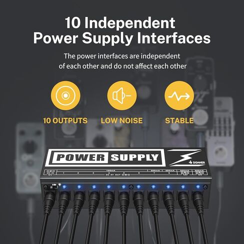 Donner DP-2 دواسة الجيتار مزود طاقة تيار عالي 10 مخرج تيار مستمر معزول لدواسات تأثير 9 فولت/12 فولت/18 فولت in Kuwait