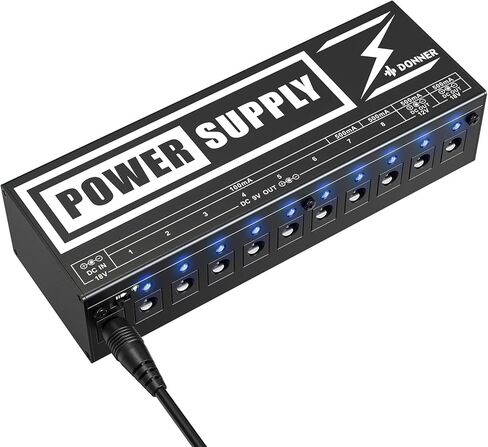 Donner DP-2 دواسة الجيتار مزود طاقة تيار عالي 10 مخرج تيار مستمر معزول لدواسات تأثير 9 فولت/12 فولت/18 فولت in Kuwait