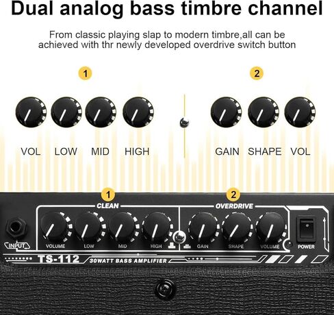 مضخم صوت جيتار باس TS112 بقدرة 30 واط مع تمرين تبديل مزدوج النغمة على اللوحة للتنظيف والتشويه in Kuwait