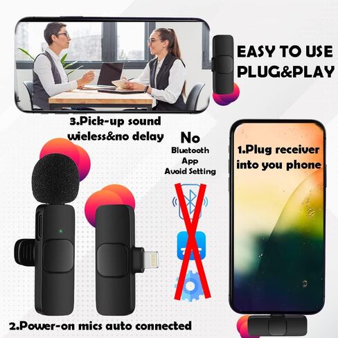 Microphone for Android - Mini Microphone - Clip-on Microphones - Wireless Lavalier Microphone for Android iPad Plug-Play Microphone Video Recording, Live Stream, YouTube, TikTok (2 Pack) (FOR ANDROID) in Saudi Arabia