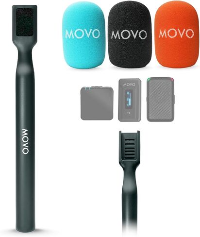 محول ميكروفون Movo WMX-HM اللاسلكي للمقابلات - متوافق مع ميكروفون DJI، Rode Wireless GO، Hollyland Lark، والمزيد - يعمل مع أنظمة لاسلكية صغيرة وWMX-2 - حامل ميكروفون محمول باليد in Kuwait