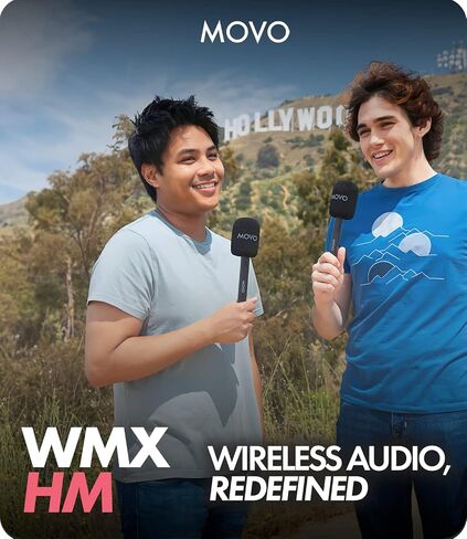 محول ميكروفون Movo WMX-HM اللاسلكي للمقابلات - متوافق مع ميكروفون DJI، Rode Wireless GO، Hollyland Lark، والمزيد - يعمل مع أنظمة لاسلكية صغيرة وWMX-2 - حامل ميكروفون محمول باليد in Kuwait