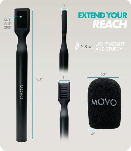 محول ميكروفون Movo WMX-HM اللاسلكي للمقابلات - متوافق مع ميكروفون DJI، Rode Wireless GO، Hollyland Lark، والمزيد - يعمل مع أنظمة لاسلكية صغيرة وWMX-2 - حامل ميكروفون محمول باليد in Kuwait