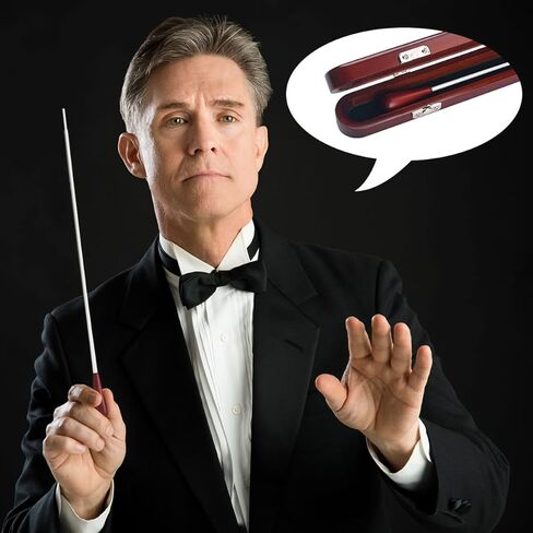 مقبض خشبي من Ogdni Music Baton Orchestra Baton لقيادة الموسيقى مع صندوق هدايا خشبي، خشب أحمر in Kuwait